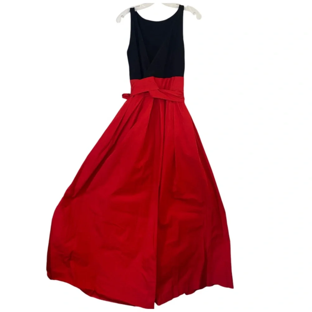 Lauren Ralph Lauren Runway Taffeta Ball Gown Dress Red Black With Pockets Size 6 - Picture 4 of 9